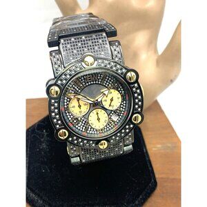 JBW Men's Watch JB-6215-200-C Phantom Diamond Black Gold Quartz Chronograph 42mm